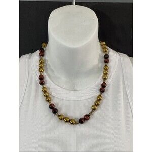 Gemstone Brass Beaded Necklace 19in